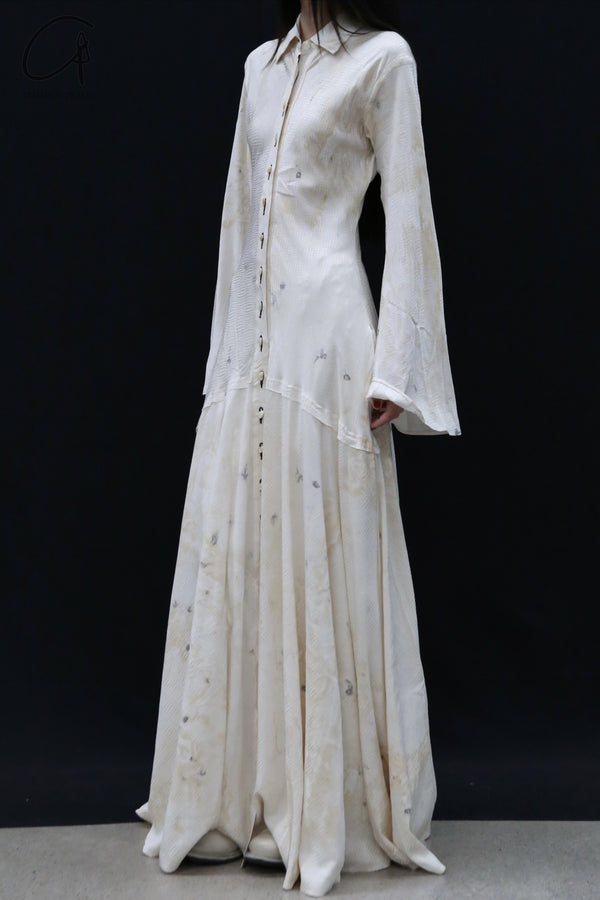 Mutedance 24 Autumn and Winter Button Lapel Long Sleeve Dress MD-MD24FW82-hoary MD24FW82 MD24FW83